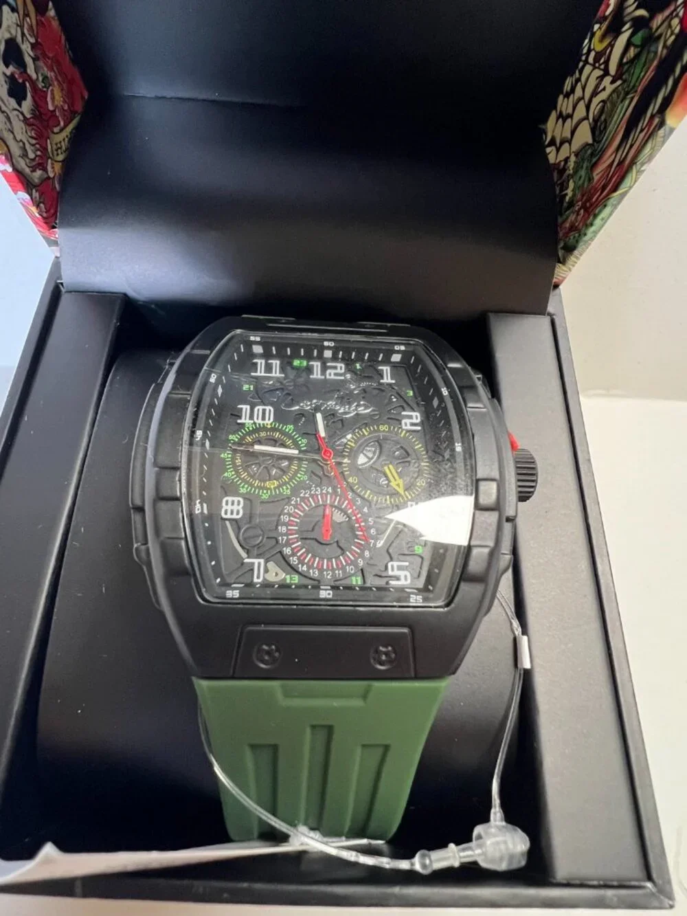 Ed Hardy Men’s Watch W/ Adjustable Green Band (New with Tag)